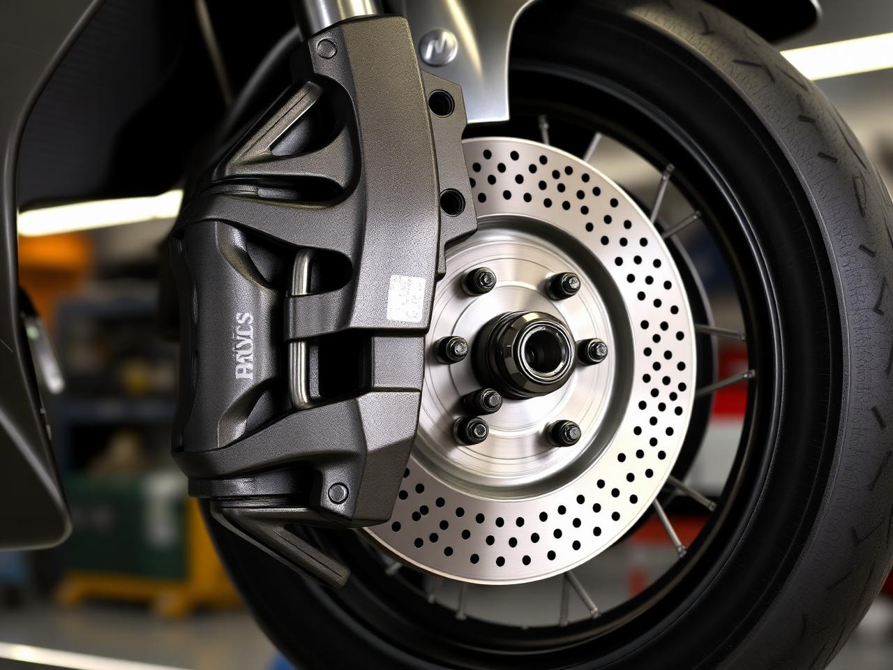 Brake caliper, disc and upright assembled on the vehicle